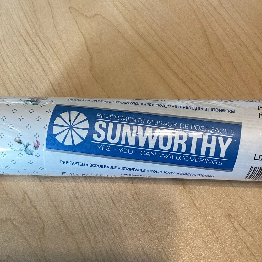 Sunworthy Vinyl Wallcovering Wallpaper Pre-Pasted Scrubbable Stain Resistant Vtg